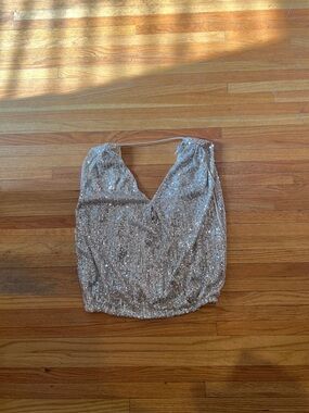 She + Sky Silver Sequin V-Neck Camisole